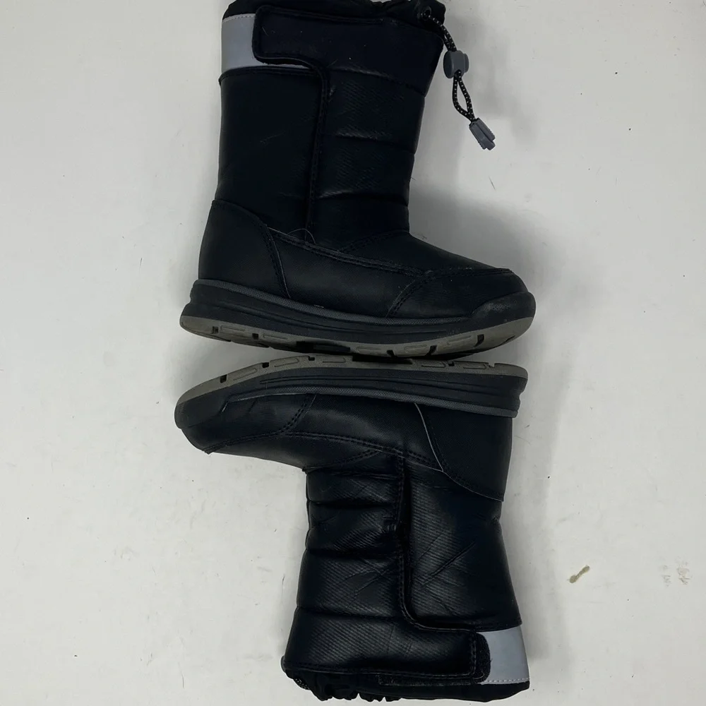 Lands’ End Youth Black Winter Boots US 11M – Hook & Loop, Drawstring Top